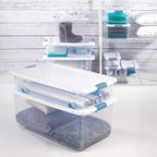 Sterilite 6-Pack Latching Box, Under Bed Storage Bins with Lids, Clear Plastic, 25 Quart - Heavy-Duty Organizing Containers for Closet, Bathroom, and Office