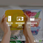 Ello Snap & Nest 10-Piece 4.5 Cup Plastic Meal Prep Set, Reusable Food Containers for Healthy Eating, Freezer, Dishwasher Safe, Berry Fields