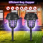 Solar Bug Zapper Outdoor Waterproof Solar Powered Mosquito Zapper Repellent Outdoor Patio,Cordless & Auto On/Off Small Fly Insect Zappers for Garden Backyard Gnat Bug Lamp for Outside,Pack of 4