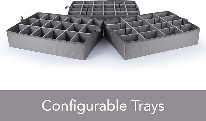 Covermates Keepsakes - Adjustable Zip-Top Storage Box - Configurable FlexGrid Compartments - Heavy Duty Polyester- Reinforced Handles - Stackable Design - Indoor Storage, Beige Heather
