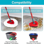 Spin Mop Replace Head, Base, Mop Handle Replacement for OCedar EasyWring 1 Tank System, Include 2 Microfiber Mop Head Replacement, 1 Sturdy Iron 30-58" Mop Handle, 1 Scrubber Head, 1 Spin Base