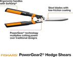 Fiskars 23" Hedge Shears, Hedge Clippers with PowerGear2 Technology that Multiplies Power for Less Effort, Garden Shears with SoftGrip Handles and Shock-Absorbing Bumpers