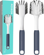 Dish Brush with Built-in Scraper,Kitchen Scrub Brush for Cleaning Dishes,Pots,Non-Stick Pans and Sinks,Navy Blue,2 Pack