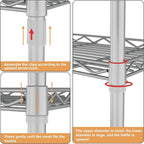 HOMEFORT 5-Tier Wire Shelving 5 Shelves Unit Metal Storage Rack Durable Organizer Perfect for Pantry Closet Kitchen Laundry Organization in Grey