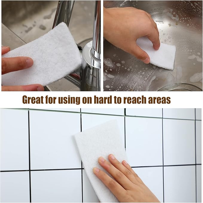 20 Pieces White Scrubbing Pad Non Scratch Scouring Pads Non Woven Scouring Sponge Multipurpose Abrasive Multi Surface Scrubber for Cleaning Polishing(5 x 7 Inch)