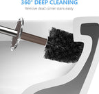 SetSail Toilet Brush, Compact Size Toilet Bowl Brush and Holder Toilet Brushes for Bathroom with Stainless Steel Handle Toilet Cleaner Brush with Durable Scrubbing Bristles, Brown