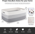 Large Storage Basket for Organizing, Woven Rope Basket for Shelves, Closet Organizer Bins for Clothes, Blanket, Toys, Baby Nursery Storage, 17.7" x 13" x 7.87", 3 Packs Gradient Grey
