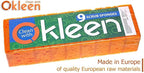 Orange Multi Use Scrub Sponge. Made in Europe. 9 Pack, 4.3x2.8x1.4 inches. Odorless Heavy Duty and Non Scratch Fiber. Durable and Delicate Scrubber for Dirty Surfaces in Kitchen, Home, Outdoors