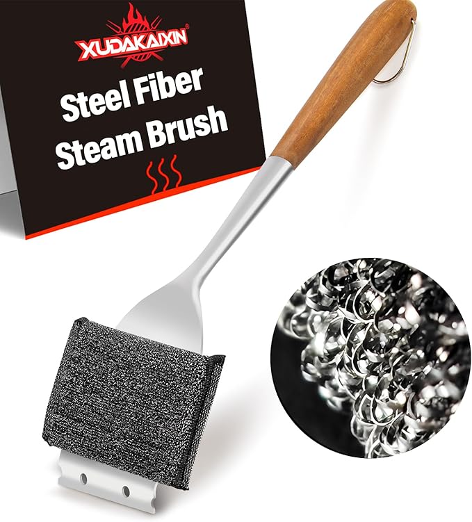 Grill Brush Bristle Free,Unique Steel Fibers Pad [Safe & Efficient] Perfect for Any Grill/Flat Tops Griddles,Safe Grill Cleaner for Outdoor Grill,Gifts for Men/Dad