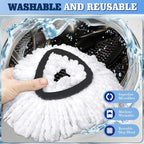 6 Pack Mop Replacement Heads Compatible with Oceda EasyWring Mop Microfiber Mop Refills, Replacement Microfiber Chenille, Easy to Replace,Deep Floor Cleaning and Machine Washable（White)