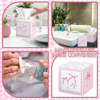12 Pack Pink Bow Facial Tissues Cube Boxes 600 Sheets 3 Ply Small Square Face Tissues Bulk for Bow Coquette Birthday Bridal Bachelorette Wedding Party Supplies