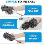12 Pack High Duster with Extension Pole, Reusable & Washable Feather Duster, Microfiber Dusters for Cleaning for Ceiling Fan, Sofas, Ceiling, Car, Cabinet, Furniture, Blind(Gray)