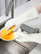 Cleanbear Reusable Dish Washing Rubber Glove Set of 3, Household Cleaning Gloves for Washing