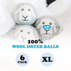 Smart Sheep Wool Dryer Balls - 6-Pack - XL Premium Natural Fabric Softener Award-Winning - Wool Balls Replaces Dryer Sheets - Wool Balls for Dryer - Laundry Balls for Dryer