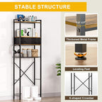 Over The Toilet Storage with Adjustable Wooden Shelves and 2 Fabric Drawers, 4-Tier Over Toilet Bathroom Organizer, Small Freestanding Storage Shelf for Toilet Paper, Towels, Toiletries