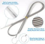 Cleaning Brushes Set, 10 Pieces 8 Inch Nylon Tube Brush + 60 Inch Flexible Long Drain Brush, Hose Pipe Brush, Suitable for Home Kitchen, Bathroom, Fish Tank, Water Pump Accessories (White)