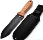 Hori Hori Garden Knife, 7" Stainless Steel Blade Heavy Duty Gardening Tool, Full-Tang Wooden Handle with Hanging Hole & Oxford Sheath for Weeding Digging Planting Cutting