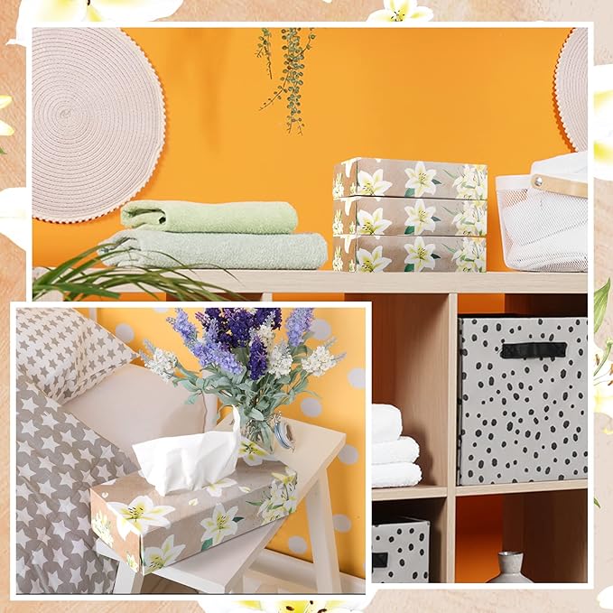Yinder 12 Packs Facial Tissue Box 1560 Sheets Soft Facial Tissue Box for Fall Halloween Christmas 2 Ply 130 Sheets Disposable Travel Tissues Bulk for Car Household Kitchen(Fresh Lily)