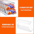 SCAVATA 2 Pack Soda Can Organizer for Refrigerator, Stackable Canned Food Pop Cans Container Can Holder Dispenser with Lid for Fridge Rack Freezer, Clear Storage Bins-Holds 12 Cans Each (Clear)