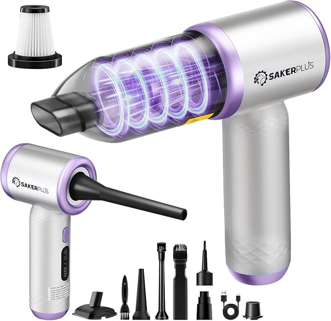 Mini Vacuum Cleaner, 3 in 1 Cordless Handheld Vacuum Cleaners, 18000Pa High Power Car Vacuum Cleaner with Brushless Motor,Adjustable Car Vaccum Portable for Cars,Desktop (Sliver and Purple)