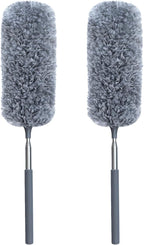 2 Pack Microfiber Duster for Cleaning, Small Dusters with Microfiber Head, Extendable Pole, Hand Washable, Cleaning Supplies for Office, Car, Window, Furniture