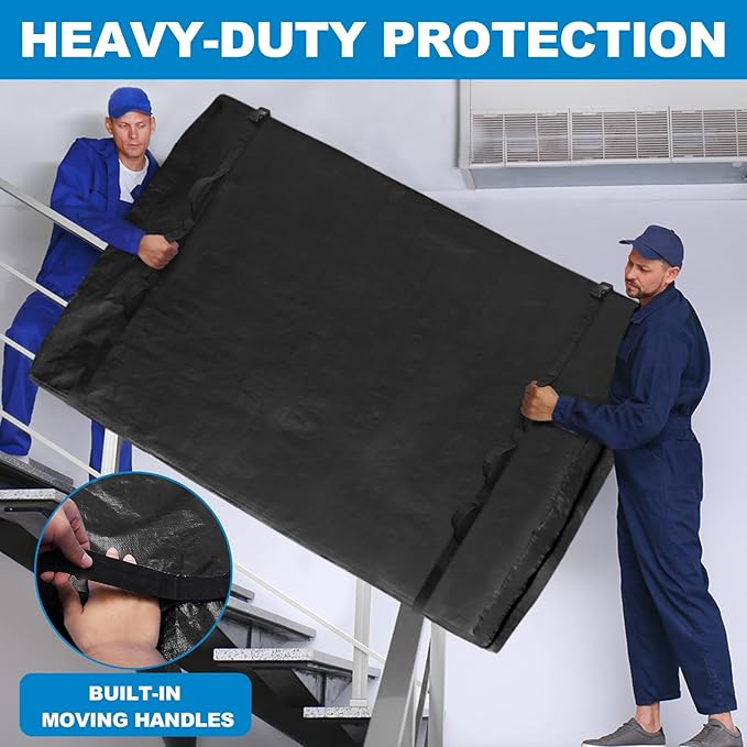 TICONN Mattress Bags for Moving, Heavy Duty Queen Mattress Cover Storage Bag with Full-Around Handle and Adjustable Buckles (Black, Queen)
