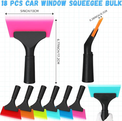 18 Pcs Small Squeegee 5 Inch Window Tint Silicone Squeegee Cleaning with Non Slip Handle Wiper Window Tinting Tools for Car Glass Mirror Shower Bathroom Auto (6 Colors)