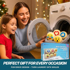 Emoji Wool Dryer Balls with Magnetic Dryer Ball Holder for Laundry Room Organization and Storage – 6 XL Reusable Wool Balls for Dryer with Fun Emoji Design to Make Laundry More Enjoyable