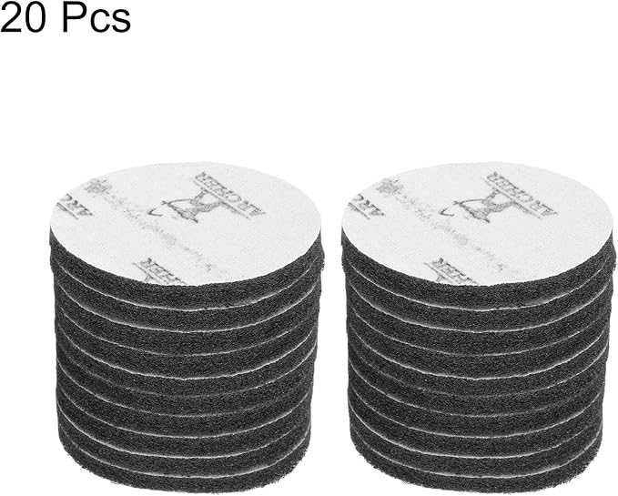 HARFINGTON 20pcs Scrubber Scouring Pads 1200 Grits 5 Inch Drill Power Brush Hoop and Loop Surface Conditioning Disc Drill Scuffing Disc Scrub Pads for Home Kitchen Cleaning, Light Grey