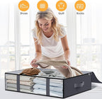 StorageRight Under Bed Storage Bags 4 Pack, 40L Large Clothes & Comforter Storage Containers with Clear Window, Breathable Fabric Organizer for Blankets, Bedding, Seasonal Clothing, Grey