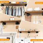 Closet Rod Support Bracket WYGWP Heavy Duty Closet Shelf Brackets Supports 200lbs,Sturdy Closet Shelves Wall Mounted for DIY Home and Closet Decor Black 2pack