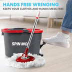Simpli-Magic 79349 Spin Mop Cleaning System with 3 Microfiber Mop Heads, Red/GRAY,Red/Black