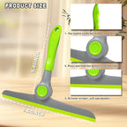 Small Squeegee Silicone Squeegee with Wood Handle Household Cleaner for Mirror Window Car Windshield Shower Door Countertop (Green Plastic Handle)