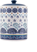 Bico Blue Talavera Ceramic Air Tight 9 inch Cookie jar, for holding coffee, powder, tea, spices, Microwave and Dishwasher Safe