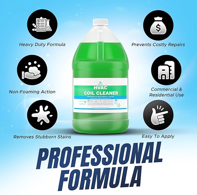 Mini Split Cleaning Kit with 3.78L No-Rinse Coil Cleaner, Sprayer, Odor Treatment Tab & Protective Bag - Removes Dirt & Grime for Heat Pump, AC, HVAC - Fits Units Up to 50 Inches