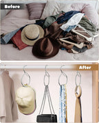Supforce 6 Pack Belt Hanger, Tie Hanger & Belt Organizer, Waterproof Belt Hanger for Closet, Ties, Scarves, Bags & Accessories, Keeps Closet Neat & Organized, Silver