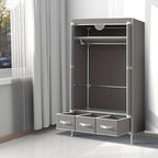 Portable Wardrobe Closet with Shelves & Drawers - Light Grey Oxford Fabric Clothes Organizer for Bedroom, Dorm Room - Waterproof, Easy Assembly No Tools Needed(35.4" x 17.7" x 67")