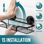 TAILI Shower Caddy Suction Cup 2 Pack, Heavy Duty Bathroom Basket, Bath Shelves for Inside, Stainless Steel Shower Holder for Bathroom Storage & Home Decor,Black
