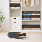 DIMJ Closet Organizers and Storage - Foldable Storage Bins with Drawers Fabric Stackable Storage Drawers with Clear Window,Fabric Clothes Organizers and Storage Drawers for Closet, 6-Pack, Black