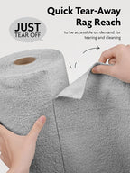 Fantasticlean Microfiber Cleaning Cloth Roll -90 Pack, Tear Away Microfiber Towels, 12" x 12", Reusable, Washable, Lint Free, Ultra Absorbent Dishcloth for All-Around Cleaning Supplies (Grey)