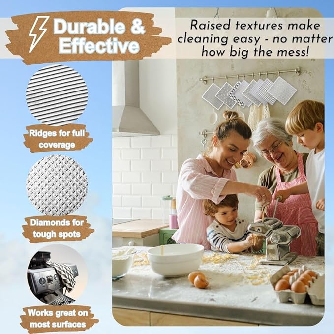 Swedish Dishcloths for Kitchen - Ecofriendly Reusable Paper Towels, Biodegradable Dish Cloths - Cellulose Sponge Dish Cloths for Washing Dishes - 8 Pack (Black & White)