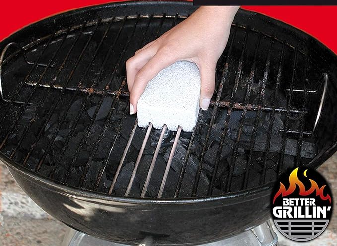 Better Grillin Scrubbin Stone Grill Cleaner Handle-Protect Hands & Nails When Scouring Grill with Three Scrubbin Stone
