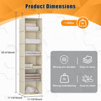 Hanging Closet Organizer, Easy Mount Foldable 6-Shelf Hanging Closet Wardrobe Storage Shelves, Clothes Handbag Shoes Accessories Storage, Washable Oxford Cloth Fabric, Beige