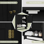 Smuxee Black Bathroom Cabinet Wall Mounted with Towels Bar, Medicine Cabinet with 2 Door Adjustable Shelves, Over Toilet Cabinet for Bathroom Laundry Room Kitchen