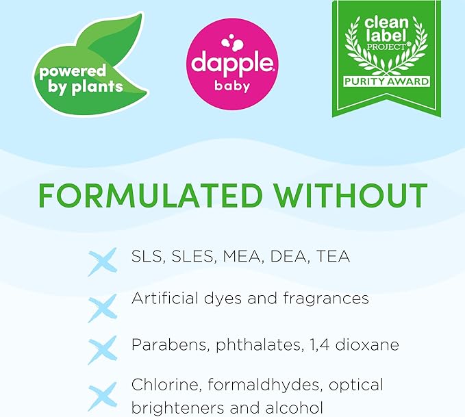 Dapple Baby Bottle Soap, Hypoallergenic Dish Soap for Baby Bottles, Powered by Plants, Fragrance Free, 34 Fl Oz (Pack of 2)