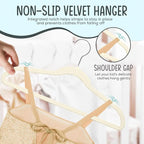 TechZoo 50 Premium Kids Velvet Hangers - 14" Non-Slip Clothes Hangers for Kids & Preteens - Ultra Slim, Space-Saving, Strong & Durable Hangers with 360° Swivel Hook - Ivory