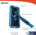 Unger Professional Indoor Window Cleaning Kit with 2' Pole — Swivel Head Pad Washer for Glass, Mirrors & Flat Surfaces, Streak-Free Results, 2 Reusable Microfiber Pads, Wet or Dry Use