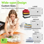Travel Vacuum Bags with USB & TYPE C Pump, 9 Pack Carry-On Vacuum Storage Bags for Luggage & Suitcase, Vacuum Luggage Bags, Space Saver for Clothes & Travel(Green)