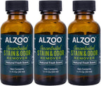 ALZOO Concentrated Stain & Odor Remover Refill Bottle, 100% Plant-Based Active Ingredients, 1.1 Fl. Oz, Pack of 3