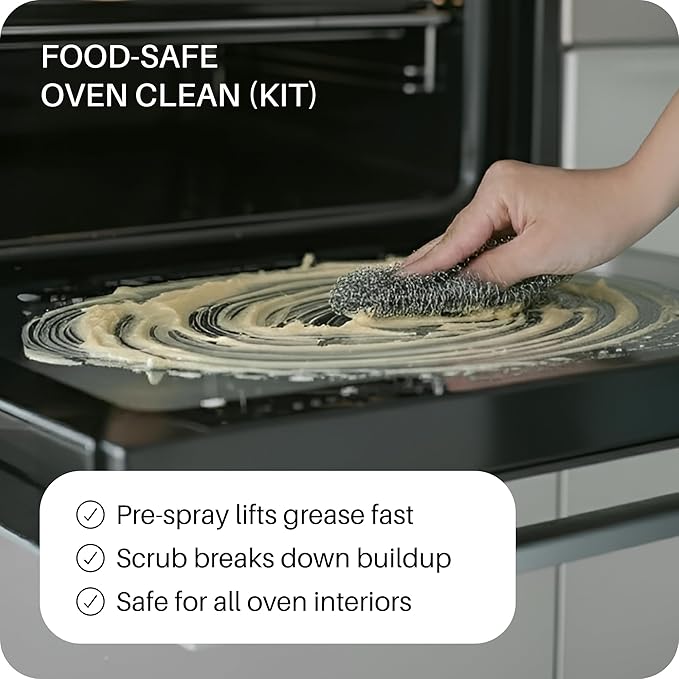 Oven Cleaning Kit: Natural Oven Cleaner and Kitchen Cleaner | Heavy Duty Oven Cleaner & Oven Rack Cleaner Kit | Fume-free & Safe to Clean All Ovens (Unscented) | Refillable Plastic Jar & Bottle